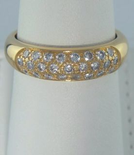   YELLOW GOLD 1 2ct ROUND DIAMOND PAVE DOME WEDDING BAND FINE RING 5mm