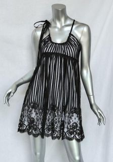 Bazar Christian Lacroix Black Lace Empire Pleated Strappy Mini Dress