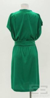 DVF Diane Von Furstenberg Green Silk Raw Edge Pleated Mateo Dress