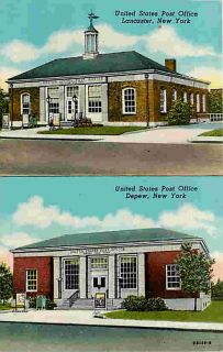 Depew & Lancaster New York NY 1948 Post Office Dual View Vintage Linen