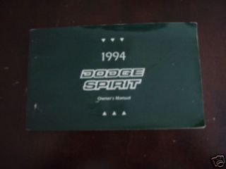1994 Dodge Spirit Original Drivers Owners Manual 94 WOW