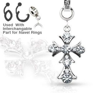 316L Surgical Steel Navel Belly Button Dermal Ring Jewelry Charm Cross