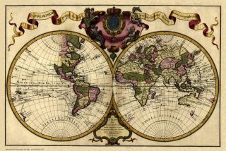 Map of the World   by Guillaume Delisle, 1720   Very Large Reprint