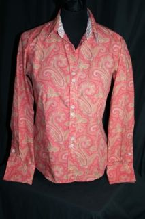 Liz Claiborne 4 Paisley Peach Coral Top Blouse Shirt
