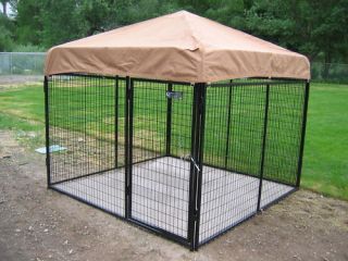 8X8X6H Dog Run w Cover Floor Kennel Cage Crate