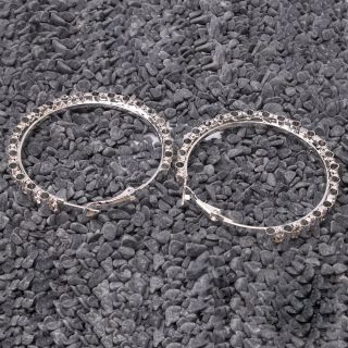  Clear Rhinestone Crystal Wheel Design Hoop Circle Earrings 5 Cm