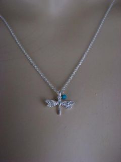 Dogeared 18 Silver Dragonfly Turquoise Begin Necklace