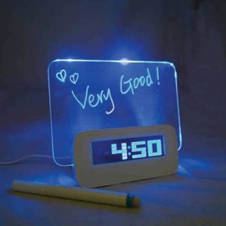 Fluorescent Message Board Blue LED Digital Alarm Clock 4 Port USB Hub