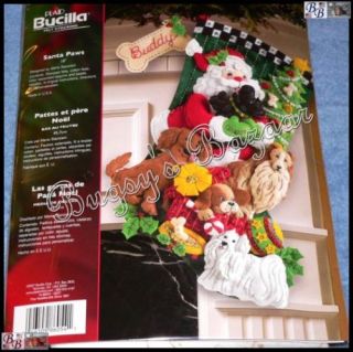 Bucilla Santa Paws w Dogs Felt Christmas Stocking Kit