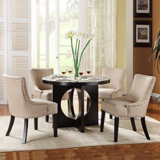 New Home Decor Dining Room Furniture 5 Piece Beige Round Table Chairs