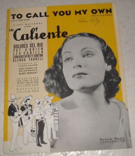  to Call You My Own Film Soundtrack Sheet Music Dolores Del Rio