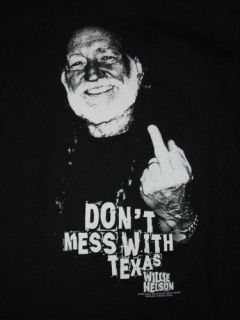 Willie Nelson DonT Mess with Texas Middle Finger Photo T Shirt Brand
