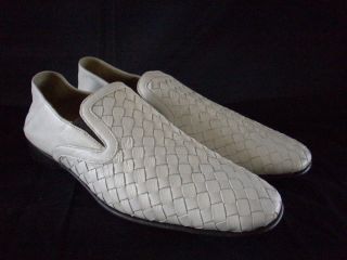 Donald J Pliner Mens Shoes Piran Italian White Woven Loafers Sz 9 D