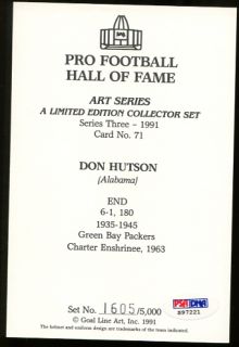 Don Hutson Signed Goal Line Art GLAC Autographed Packers PSA/DNA #