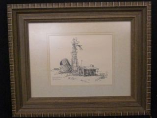 Kelly Pruitt Print 1968 Farm House Windmill Signed