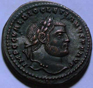 Diocletian/AE follis/Rare original Roman coin/GENIUS, modius, patera