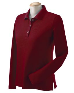 New Devon Jones Polo Shirt Top Womens Pima Pique Long Sleeve D110W