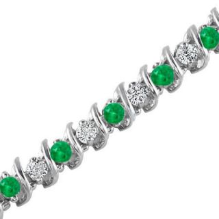  diamond gemstone s link style tennis bracelet the alternating emerald