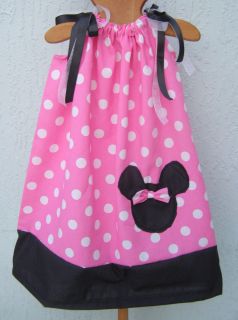 Minnie Mouse Disney Pillowcase Dress Girl Size 4 6 8 10 12 Pink White