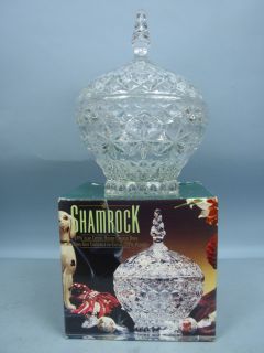 24 Lead Crystal Round Covered Candy Dish by Shamrock