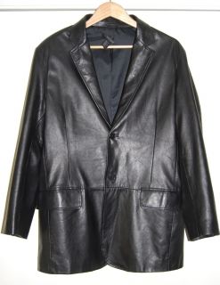 DKNY Donna Karan Size M 38 Mens Black Leather Blazer Jacket Sport Coat
