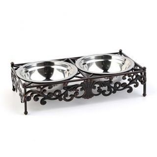 Metal Double Bowl Pet Feeder Stainless Steel Dog Dish