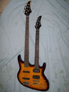 Double Neck Guitar and bass guitar. 6 string and 4 string, solid wood