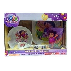 Dora The Explorer Mealtime Set 4 Piece Melamine Childs Kids Dishes Zak