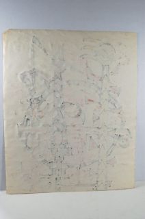 Manny Blanc Signed 1972 Retro Painting Paper Abstract 2