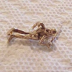 Solid 14kt Gold Spear Diver Charm Pendant New