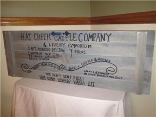 Lonesome Dove Hat Creek Cattle Company Sign with Weathered Barnwood