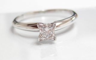 Diamond Engagement Ring Solitaire Princess Cut 1 3 Carat Total 14kt