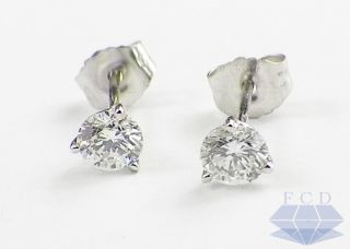 classic round brilliant diamond stud earrings set in 14k white