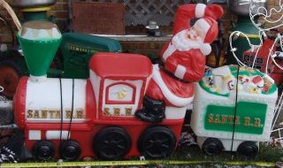  Christmas Blow Mold Santas Train