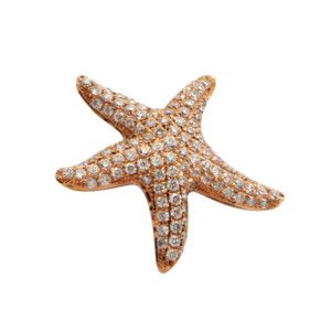 14k Rose Gold Pave Diamond Starfish Pendant Necklace