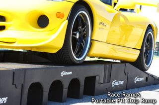 Race Ramps Portable Pit Stop Car Ramps with Viper   Side View