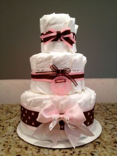 Baby 3 Tier Precious Pink Girl Diaper Cake