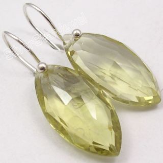 925 Silver Lemon Quartz Exclusive Dangle Earrings 3 2cm