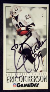 Eric Dickerson Raiders Autographed NFL Game Day Card