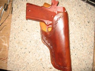 Cross Draw Leather Gun Holster for 1911, .45 GVT Style Pistol with 5
