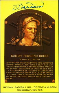  hof card signed by robert pershing doerr comes with certificate of