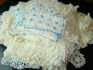  Vintage Handmade Lace Crochet Doilies Dresser Scarves Runners