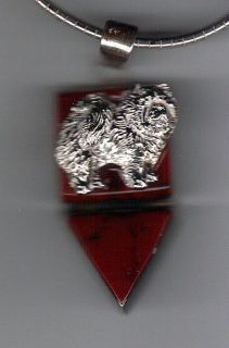 Cat Dog Rescue Auction 925 SS Chow Dog Pendant Necklace on Red Jasper
