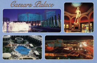 Vintage Las Vegas Postcard Caesars Palace 4 Different Views Dated 1986