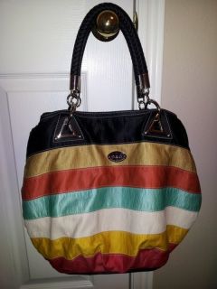 Dolce Gabbana Multi Color Striped Handbag Purse