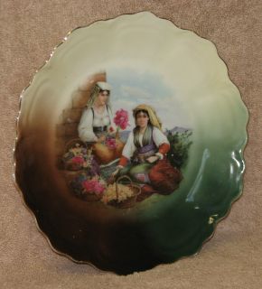 Antique Z S Co Bavaria German Ladies w Flowers Decagon Plate w