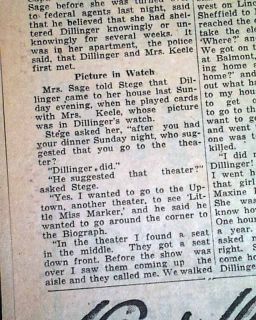 John Dillinger Dollfuss Assassinations 1934 Newspaper