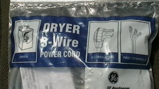 Dryer Cord Kit GE Appliances Universal 3 Wire Power Cord 6 ft length