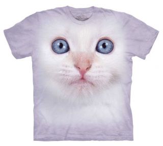 White Kitten Face T Shirt Adult Medium Cute Cat Tee Animal by The