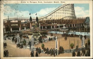 Nantasket Beach MA Scene in Paragon Park c1910 Postcard